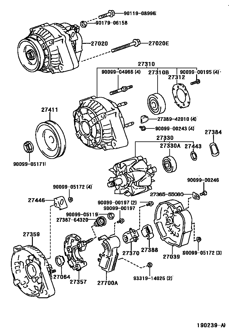 Toyota COROLLA Alternator EPC diagram — 190239A