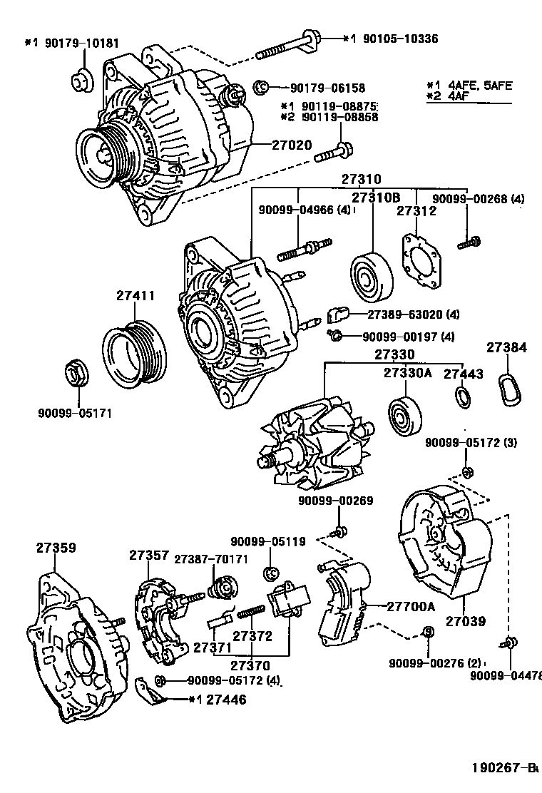 Toyota COROLLA Alternator EPC diagram — 190267B