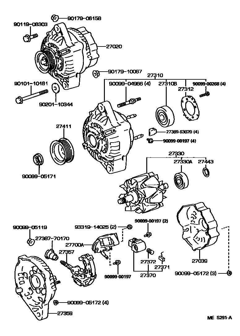 Toyota COROLLA Alternator EPC diagram — MES291A