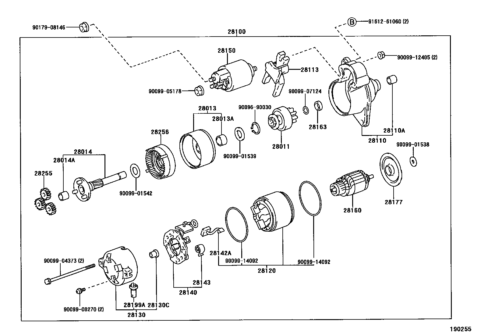 Toyota COROLLA 起动机 EPC diagram — 190255