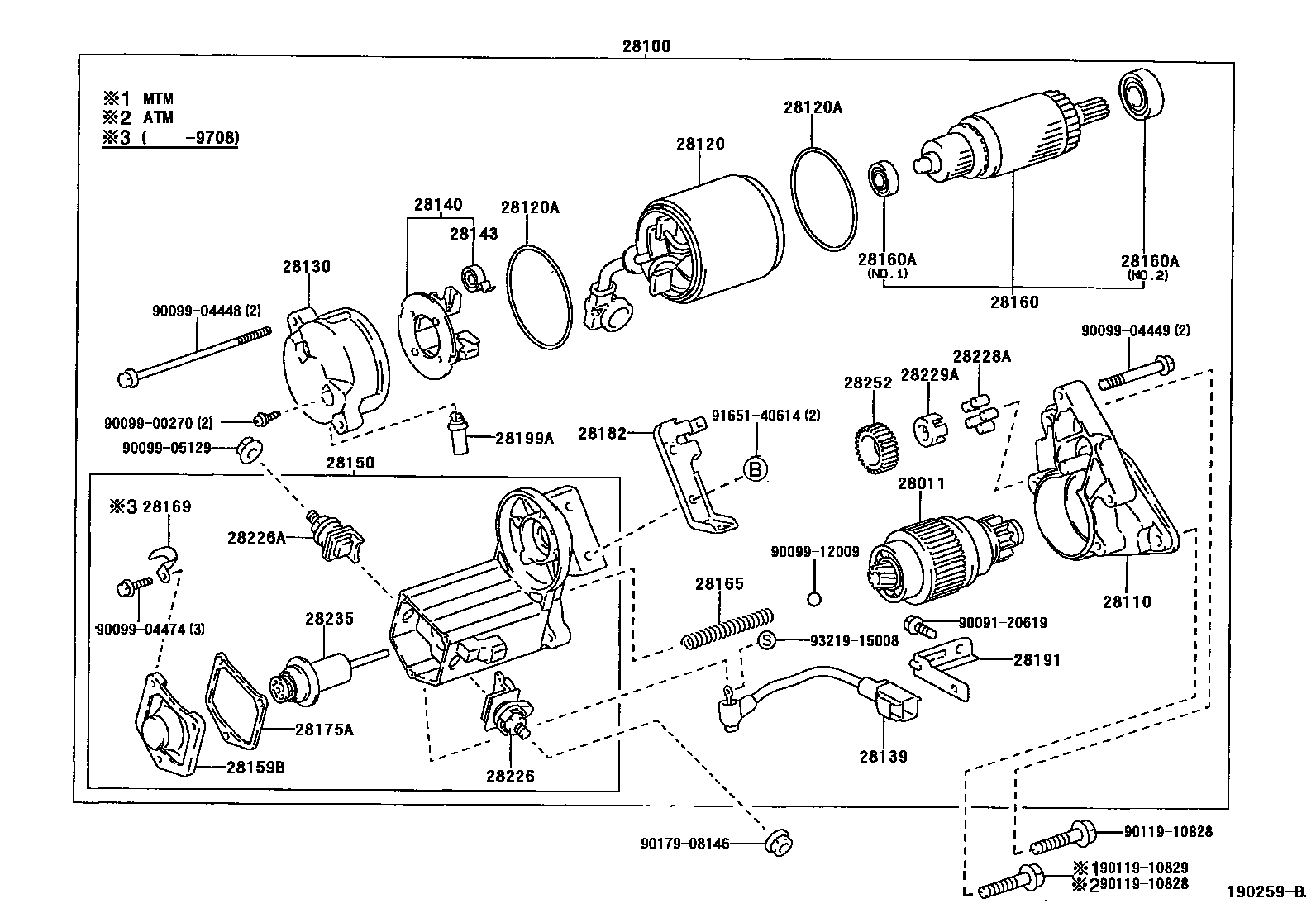 Toyota COROLLA 起动机 EPC diagram — 190259B