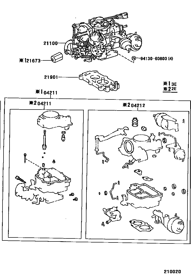 Toyota COROLLA carburetor assembly EPC diagram — 210020