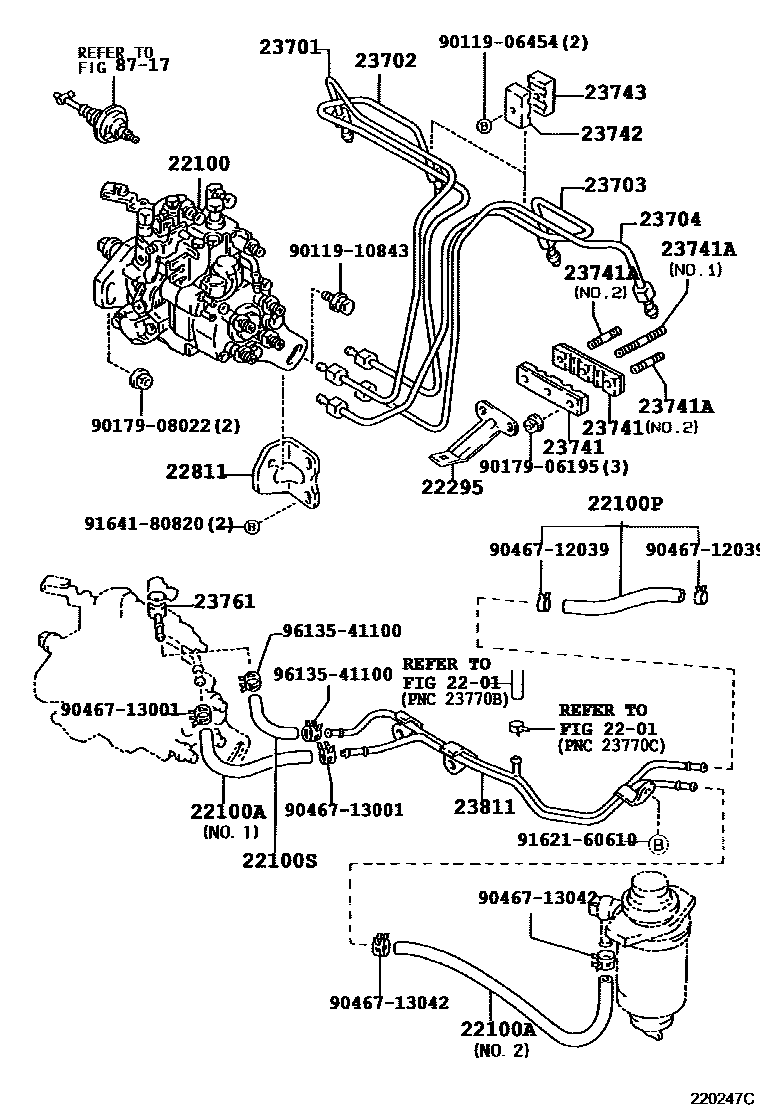 Toyota COROLLA 喷油泵总成 EPC diagram — 220247C