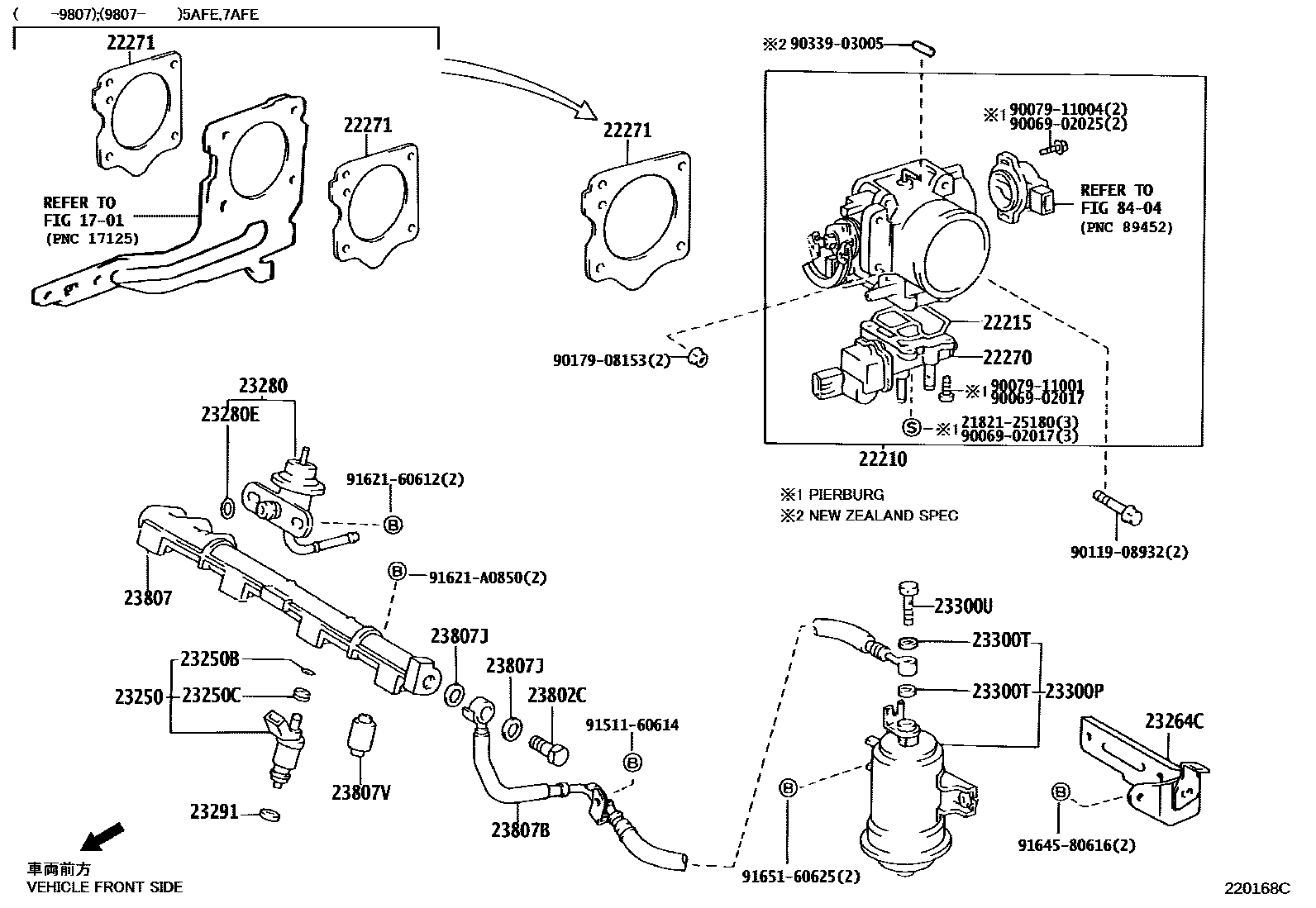Toyota COROLLA 燃油喷射系统 EPC diagram — 220168C