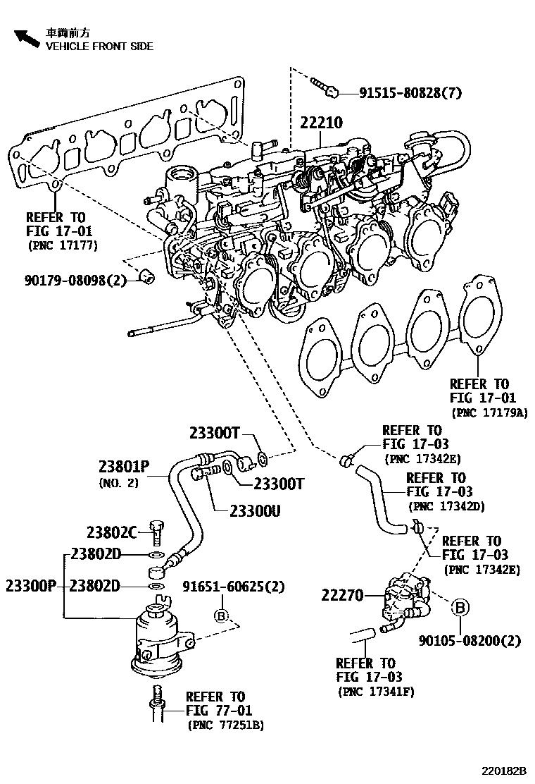 Toyota COROLLA 燃油喷射系统 EPC diagram — 220182B