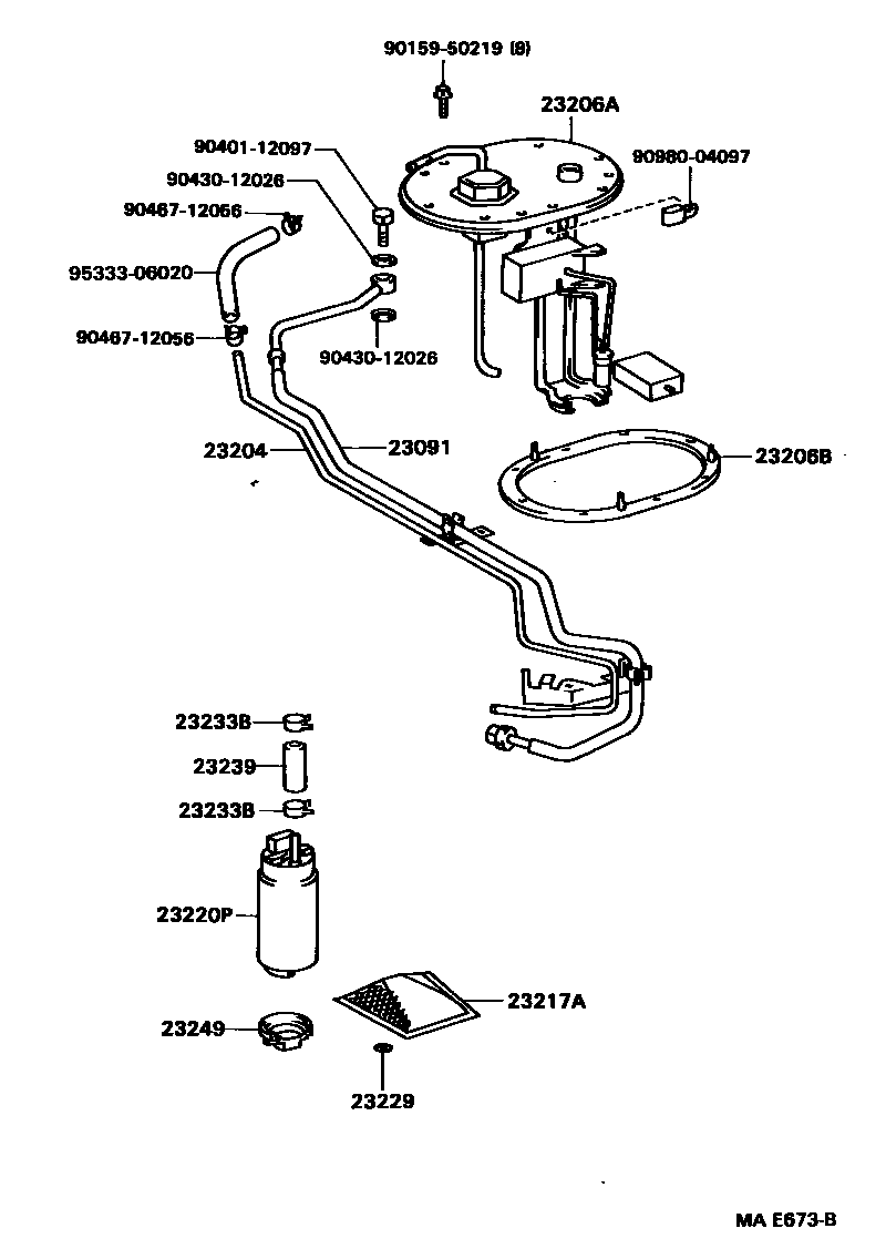 Toyota COROLLA 燃油喷射系统 EPC diagram — MAE673B