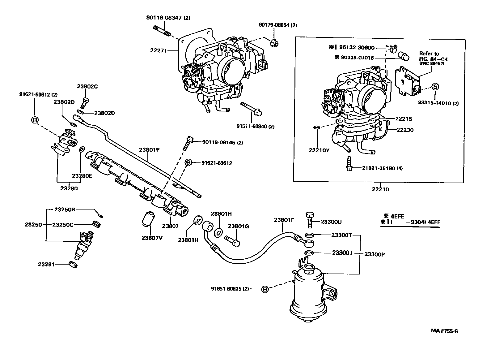 Toyota COROLLA 燃油喷射系统 EPC diagram — MAF755G