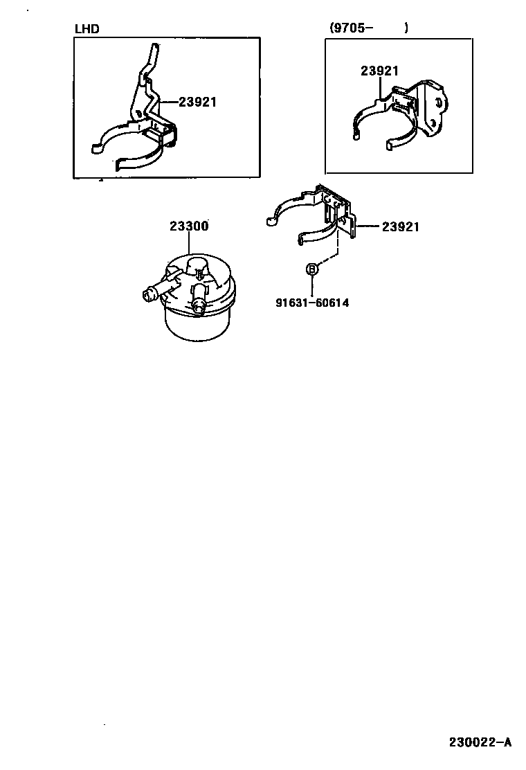 Toyota COROLLA fuel filter EPC diagram — 230022A