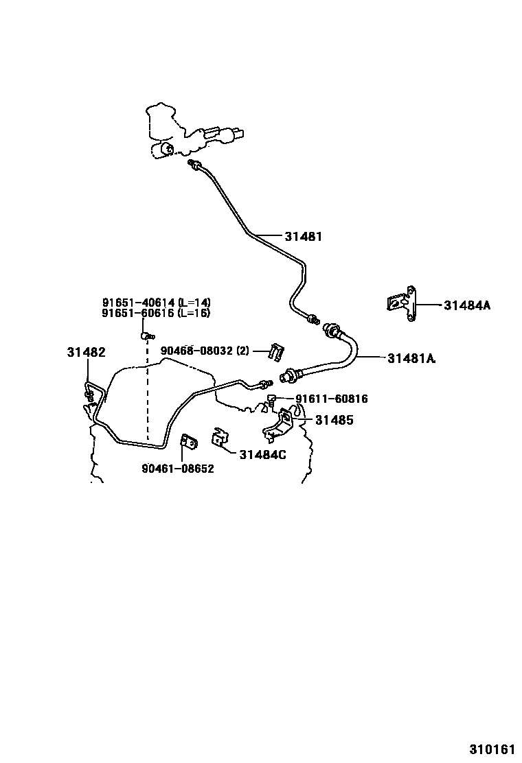 Toyota COROLLA 离合器踏板和挠性软管 EPC diagram — 310161
