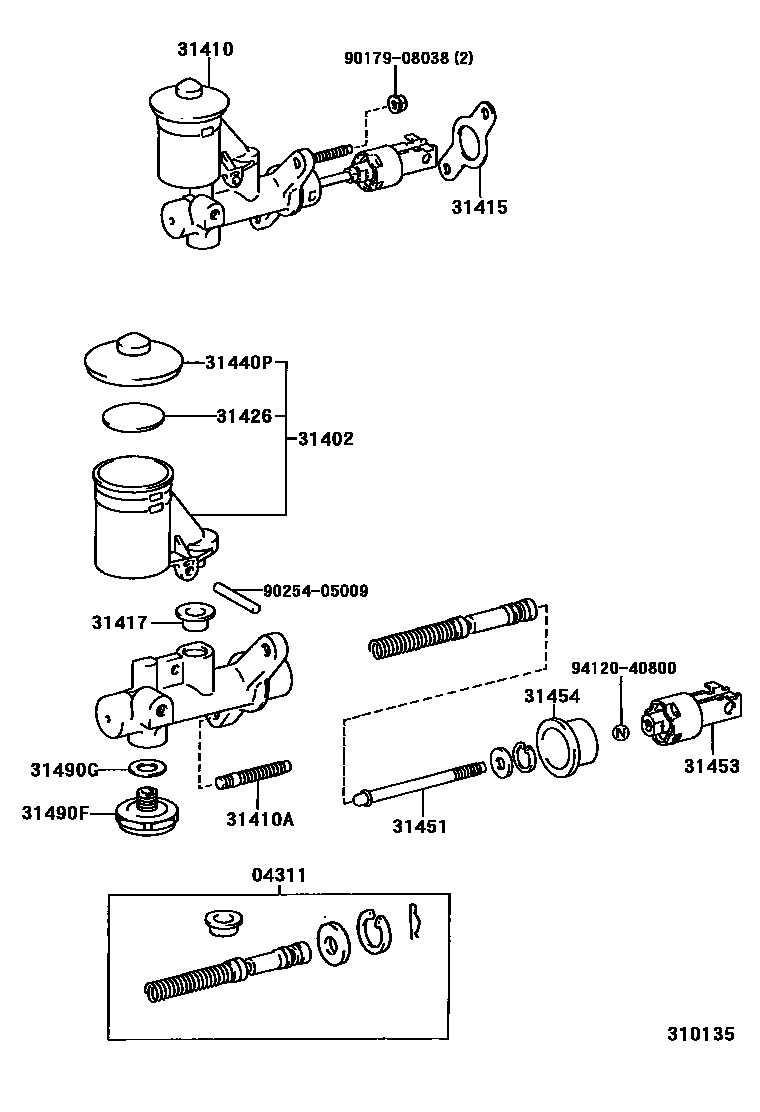 Toyota COROLLA 离合器总泵 EPC diagram — 310135