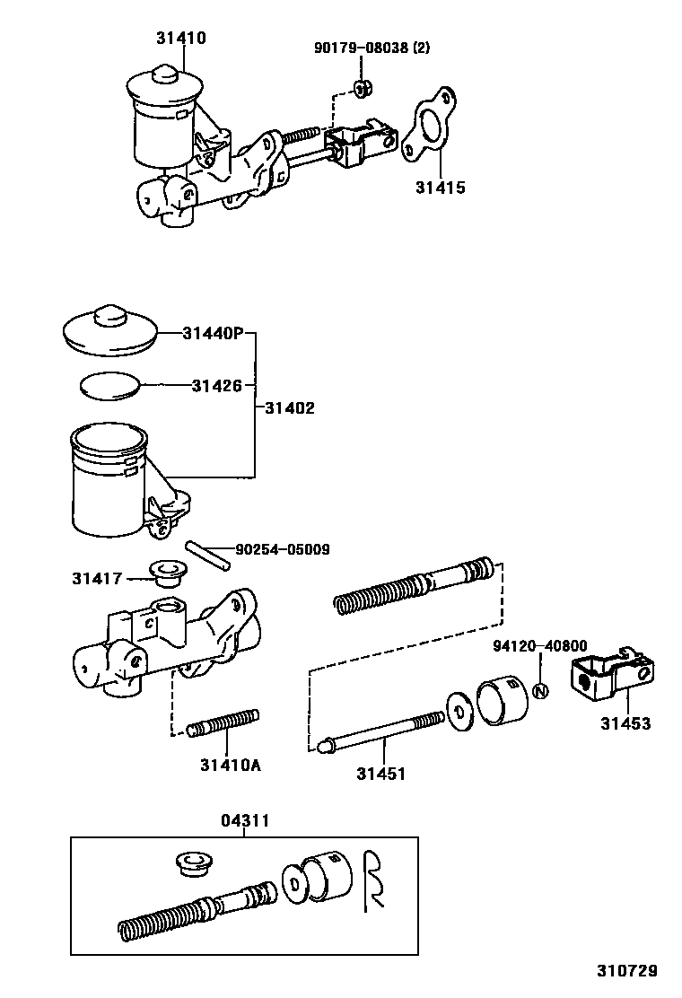 Toyota COROLLA 离合器总泵 EPC diagram — 310729