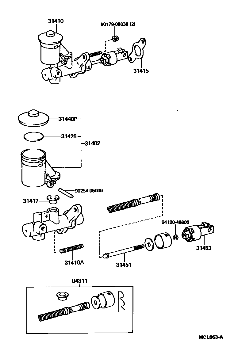Toyota COROLLA 离合器总泵 EPC diagram — MCL863A