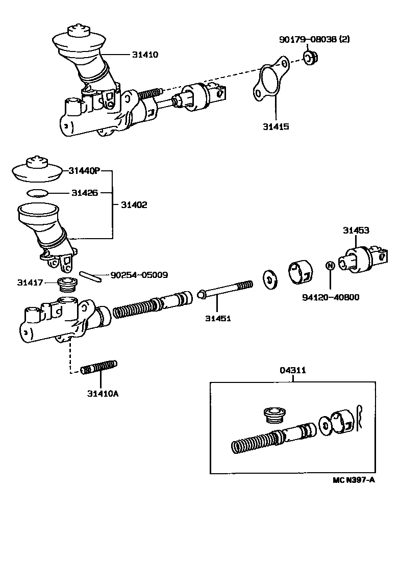 Toyota COROLLA 离合器总泵 EPC diagram — MCN397A