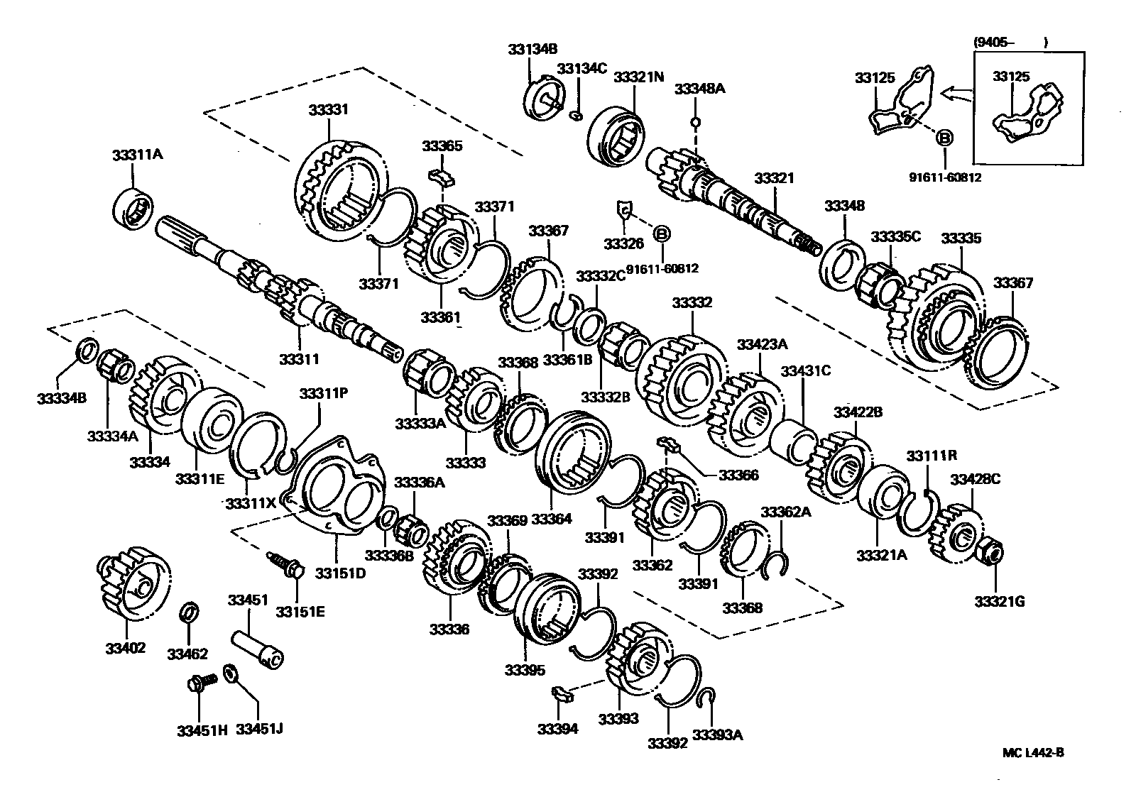 Toyota COROLLA 变速器齿轮(MTM) EPC diagram — MCL442B