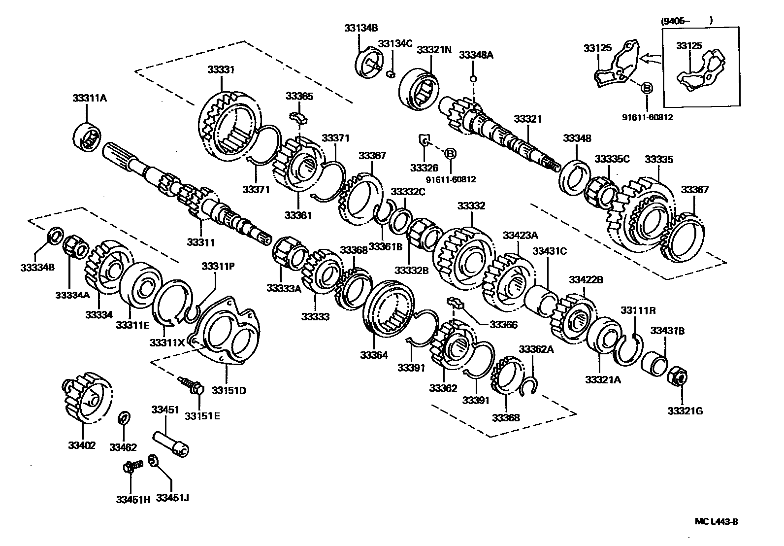 Toyota COROLLA 变速器齿轮(MTM) EPC diagram — MCL443B