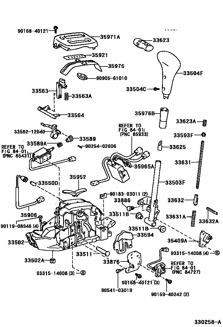 Toyota COROLLA Shift Lever & Retainer EPC diagram — 330258A