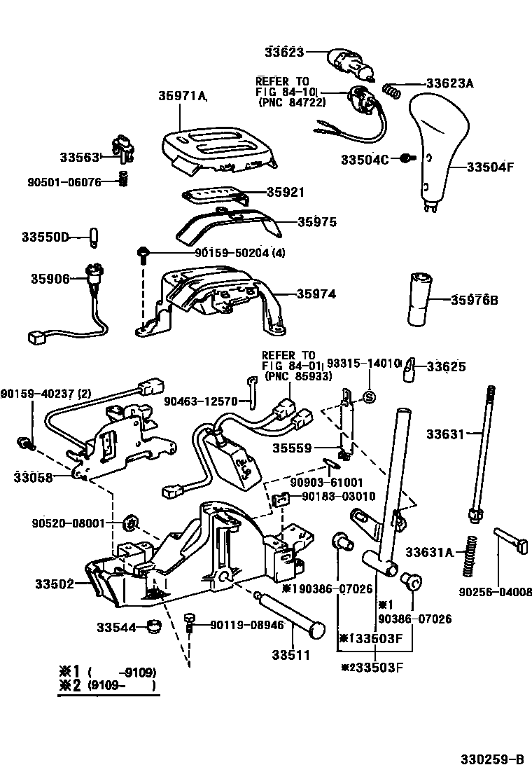 Toyota COROLLA Shift Lever & Retainer EPC diagram — 330259B