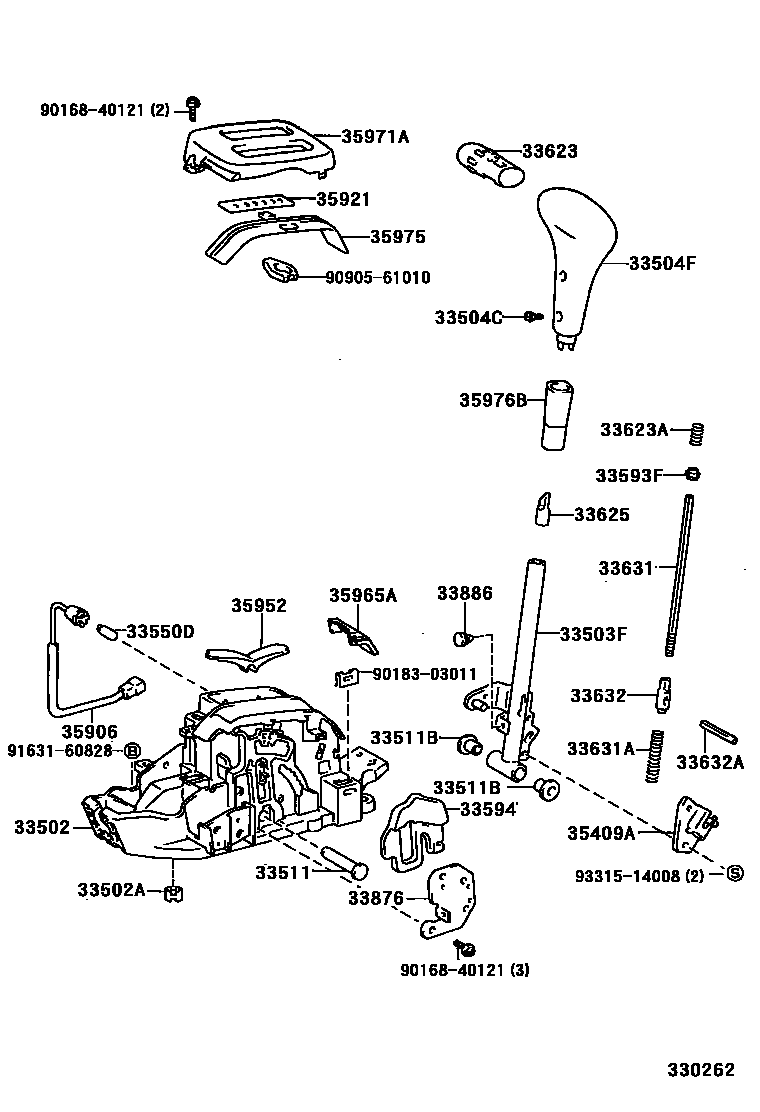 Toyota COROLLA Shift Lever & Retainer EPC diagram — 330262