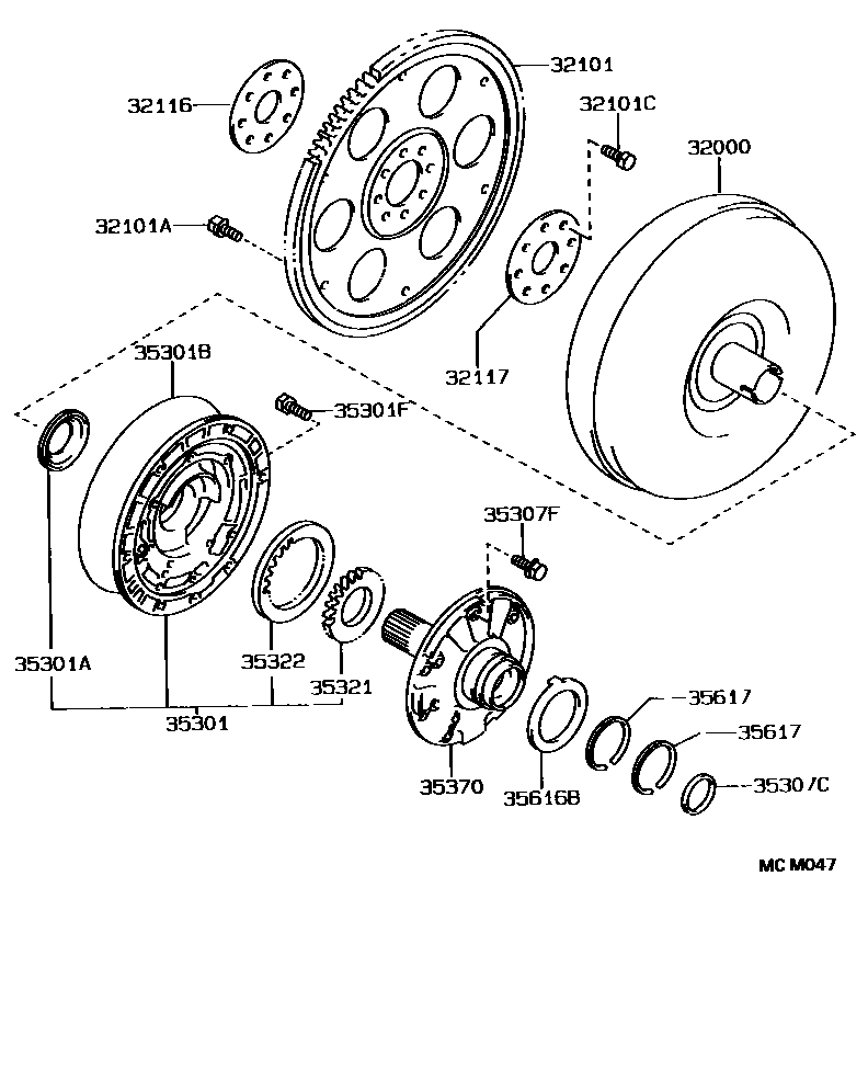 Toyota COROLLA 变矩器、前油泵和链条(ATM) EPC diagram — MCM047