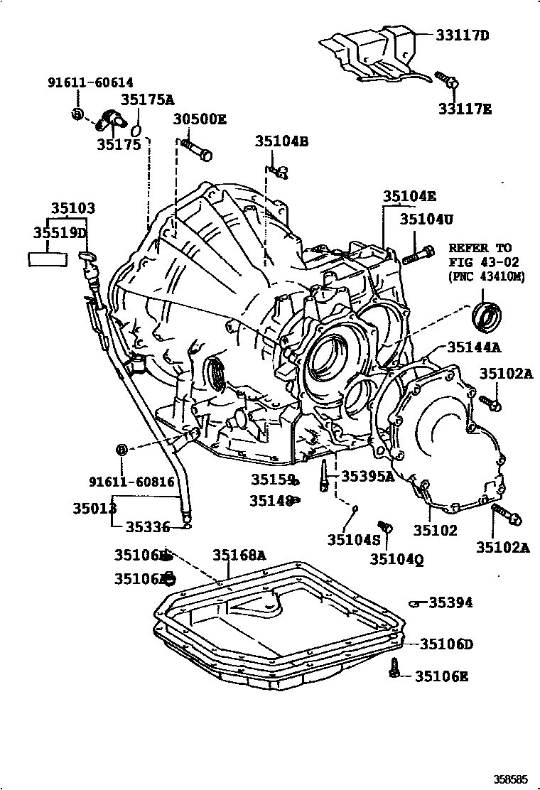 Toyota COROLLA 变速器壳和油底壳(ATM) EPC diagram — 358585