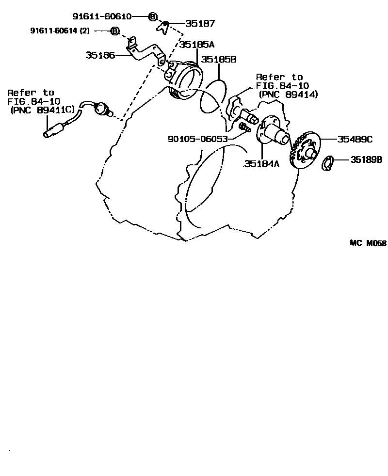 Toyota COROLLA 后油泵和调速器(ATM) EPC diagram — MCM058