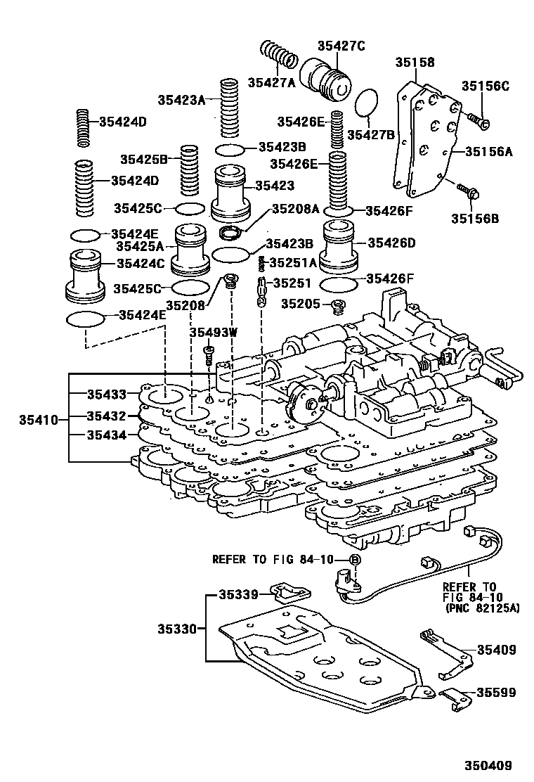 Toyota COROLLA 阀体和滤油网(ATM) EPC diagram — 350409