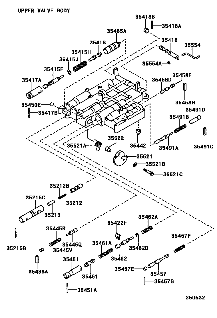 Toyota COROLLA 阀体和滤油网(ATM) EPC diagram — 350532