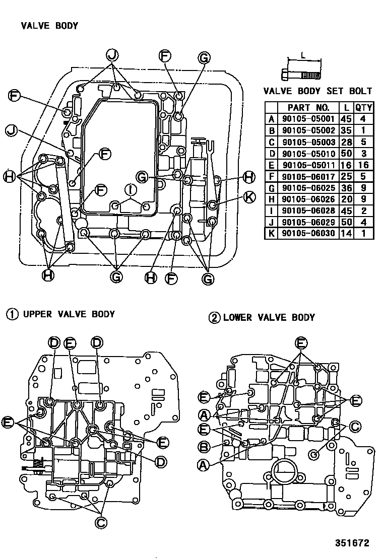 Toyota COROLLA 阀体和滤油网(ATM) EPC diagram — 351672
