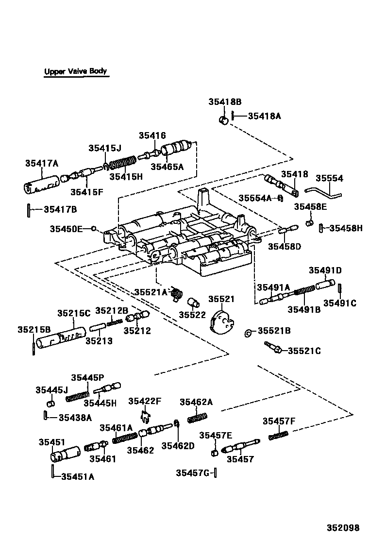 Toyota COROLLA 阀体和滤油网(ATM) EPC diagram — 352098