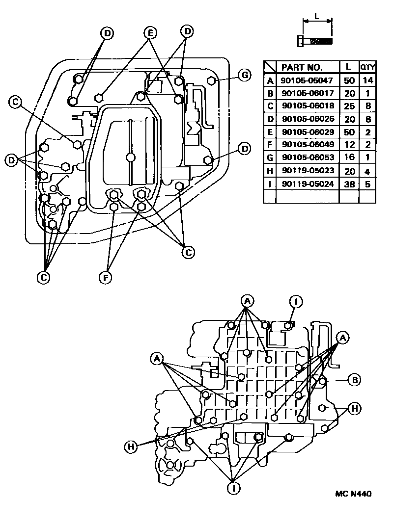 Toyota COROLLA 阀体和滤油网(ATM) EPC diagram — MCN440