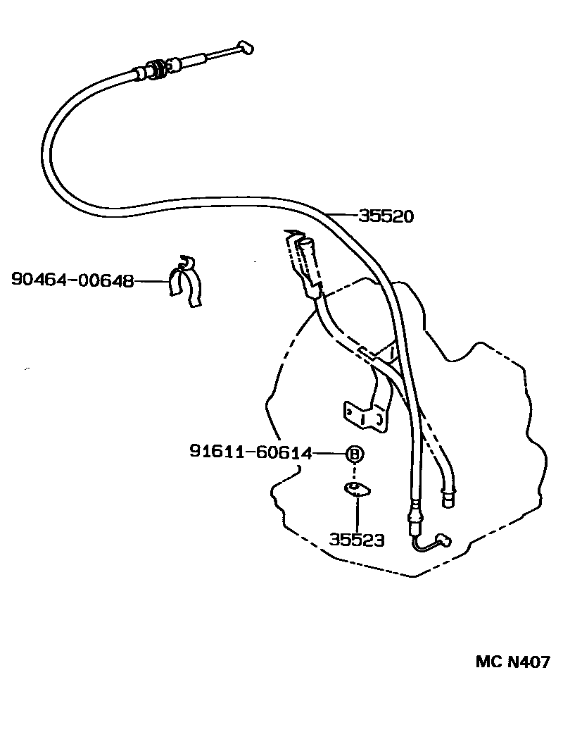 Toyota COROLLA 节气阀连杆和阀杆(ATM) EPC diagram — MCN407