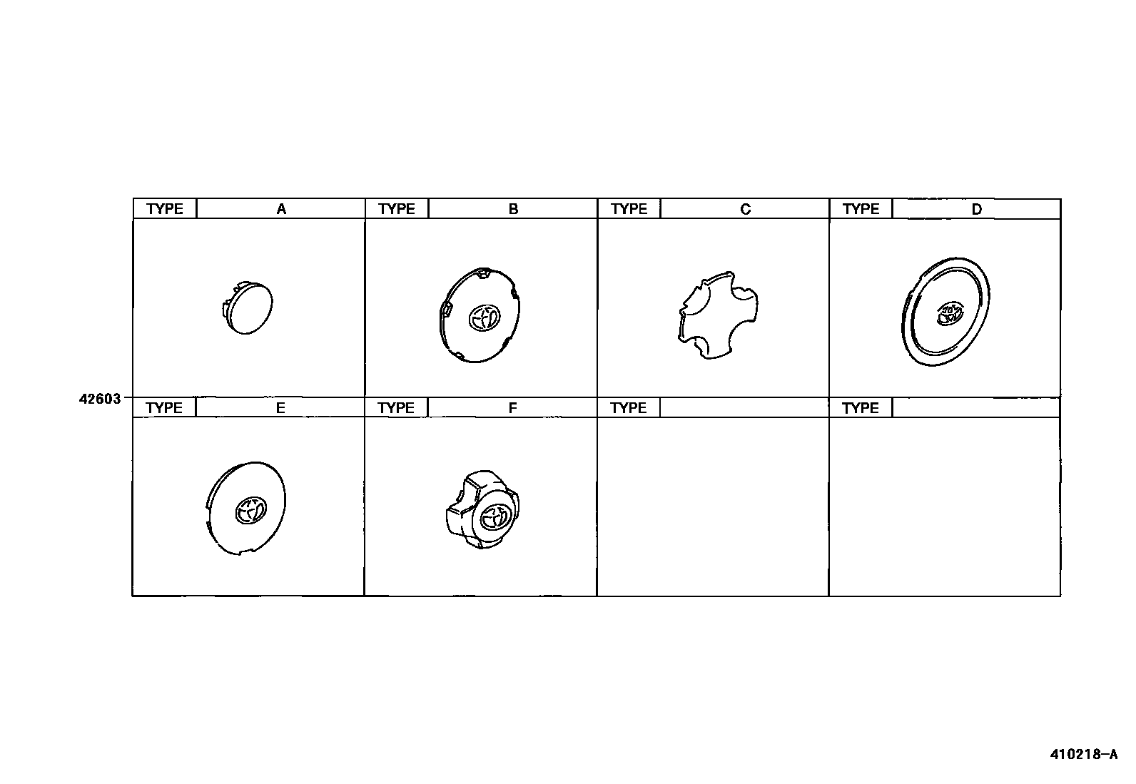 Toyota COROLLA 车轮和车轮盖 EPC diagram — 410218A