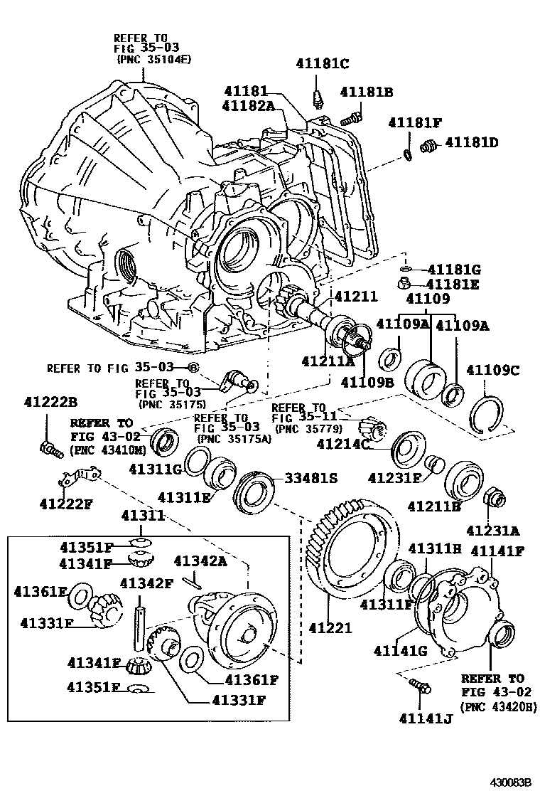 Toyota COROLLA 前桥壳和差速器 EPC diagram — 430083B