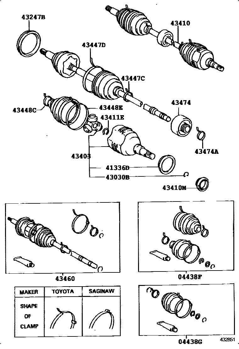 Toyota COROLLA Front Drive Shaft EPC diagram — 432851