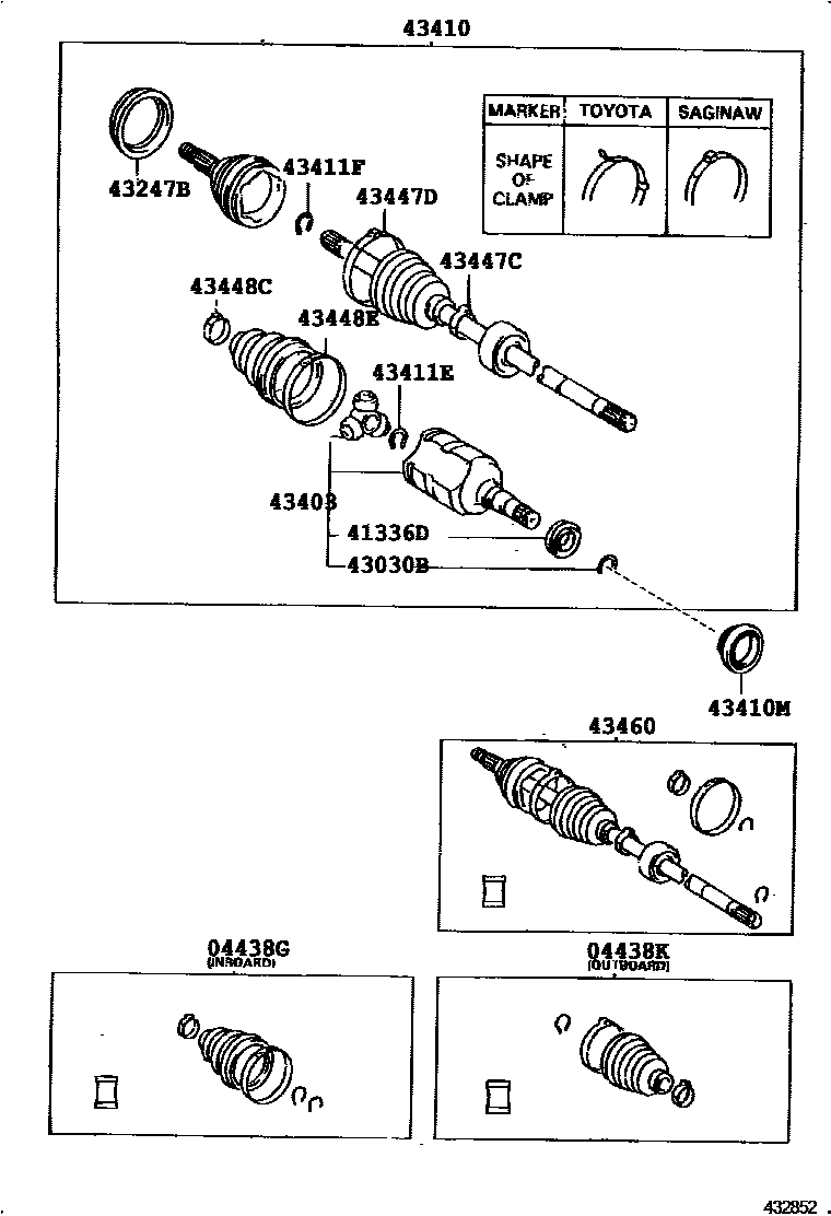 Toyota COROLLA Front Drive Shaft EPC diagram — 432852