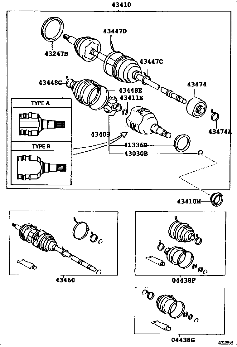 Toyota COROLLA Front Drive Shaft EPC diagram — 432853