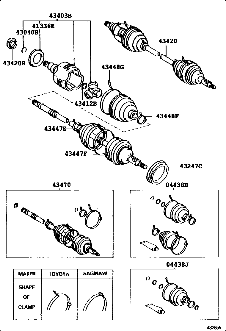 Toyota COROLLA Front Drive Shaft EPC diagram — 432855