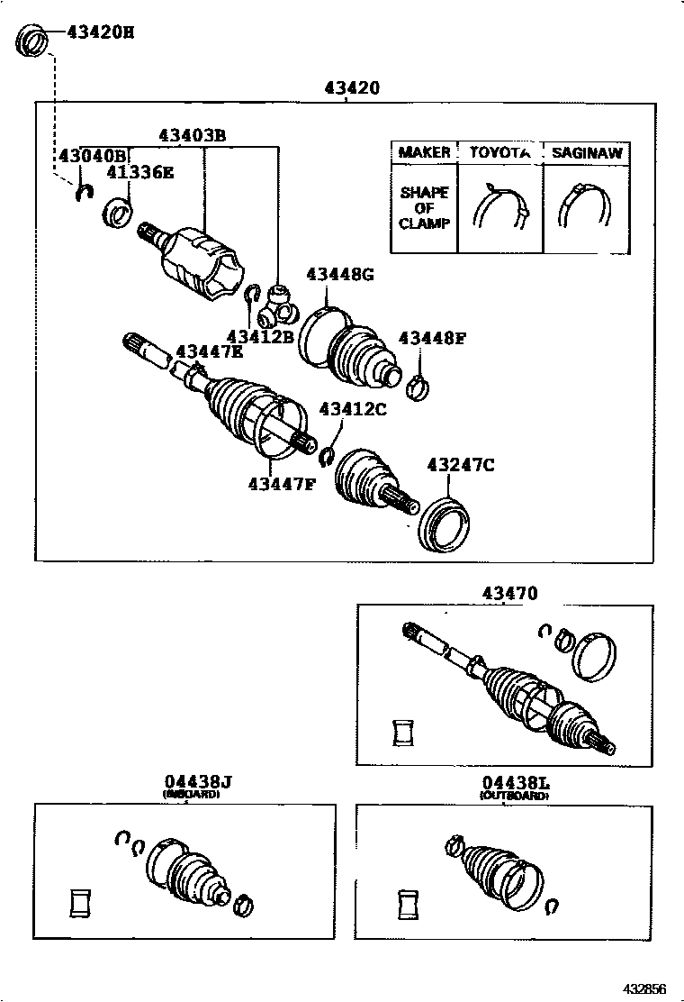 Toyota COROLLA Front Drive Shaft EPC diagram — 432856