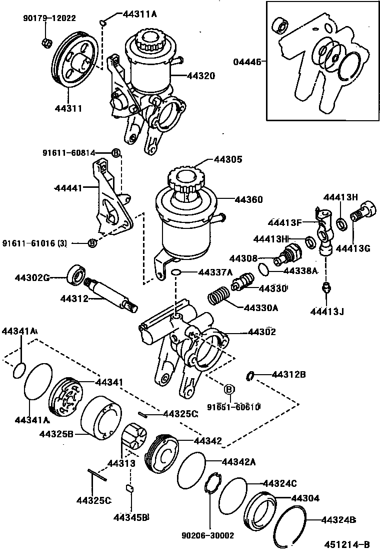 Toyota COROLLA 叶片泵和储油罐(动力转向) EPC diagram — 451214B