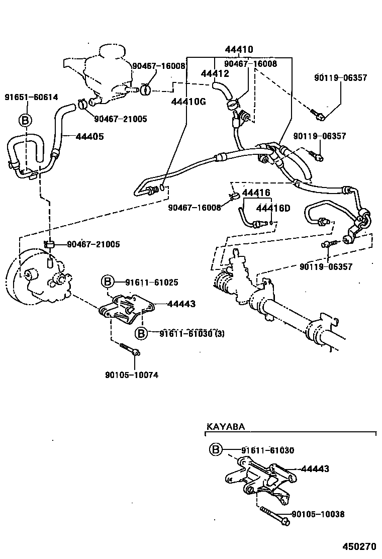 Toyota COROLLA 动力转向配管 EPC diagram — 450270