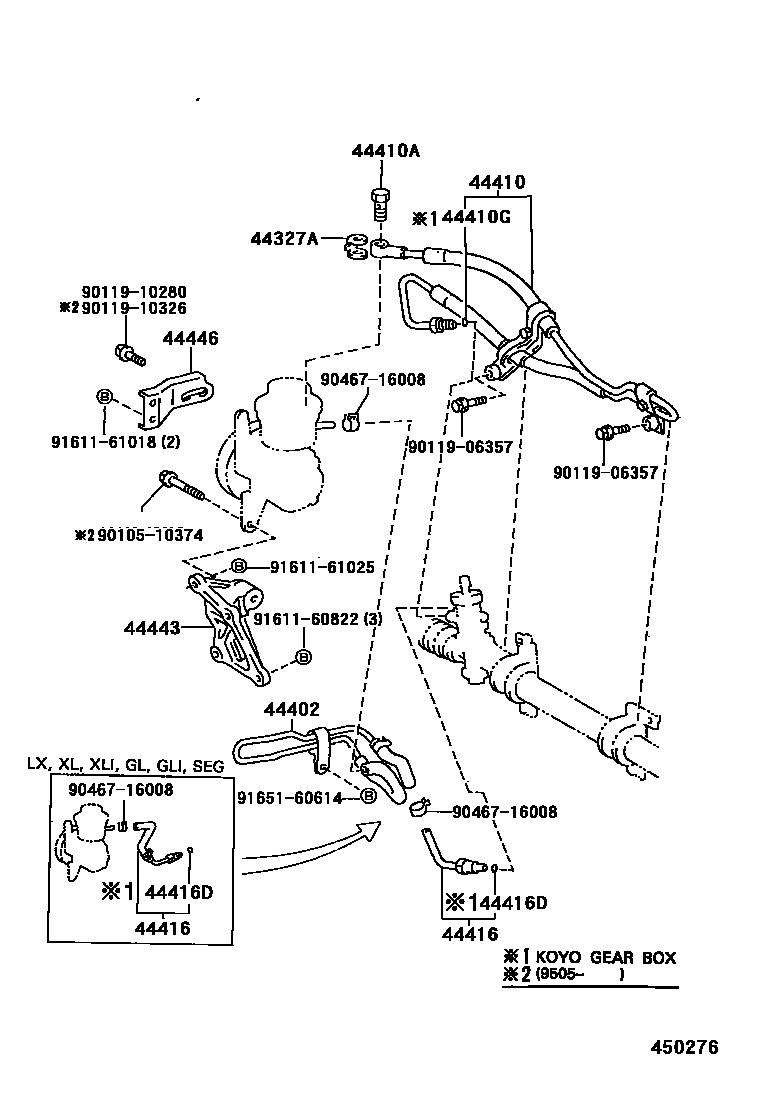 Toyota COROLLA 动力转向配管 EPC diagram — 450276