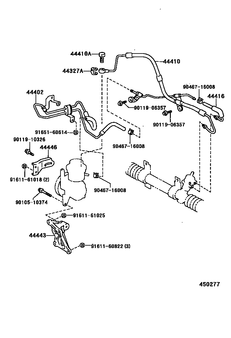 Toyota COROLLA 动力转向配管 EPC diagram — 450277