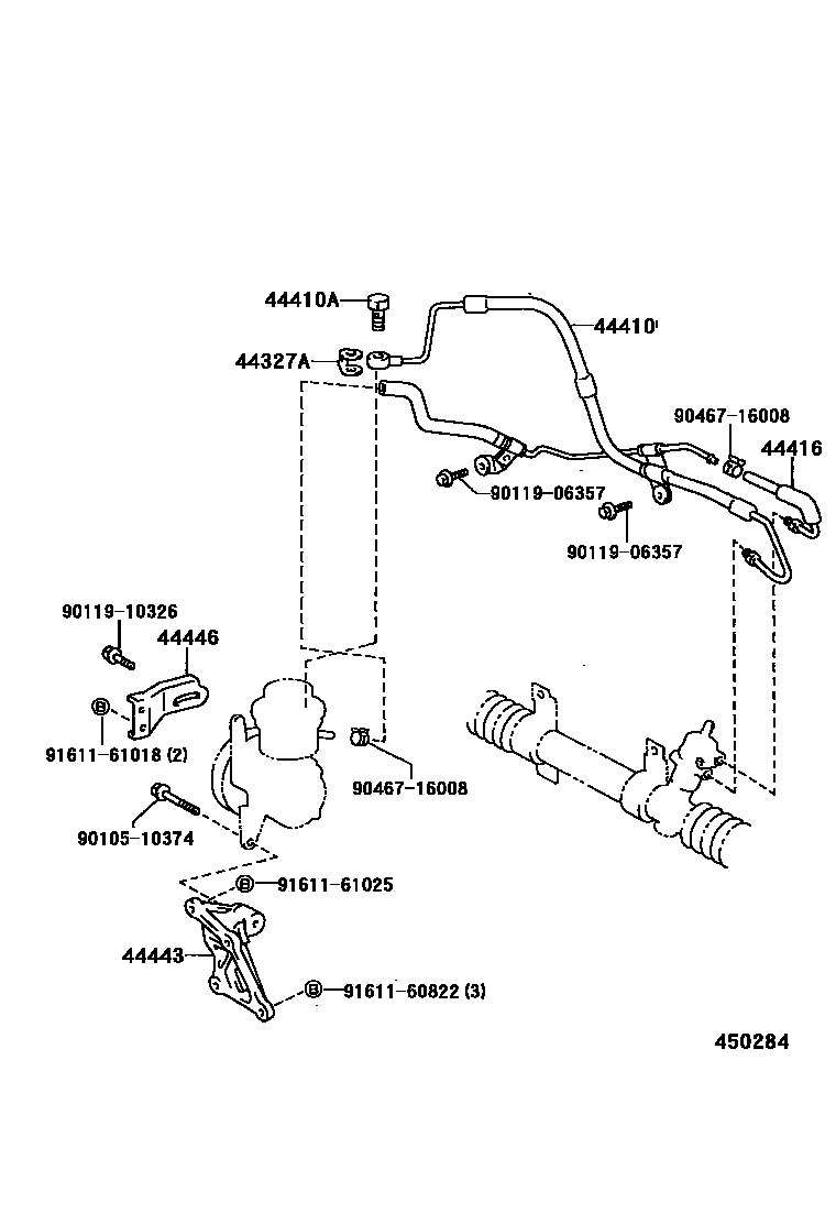 Toyota COROLLA 动力转向配管 EPC diagram — 450284
