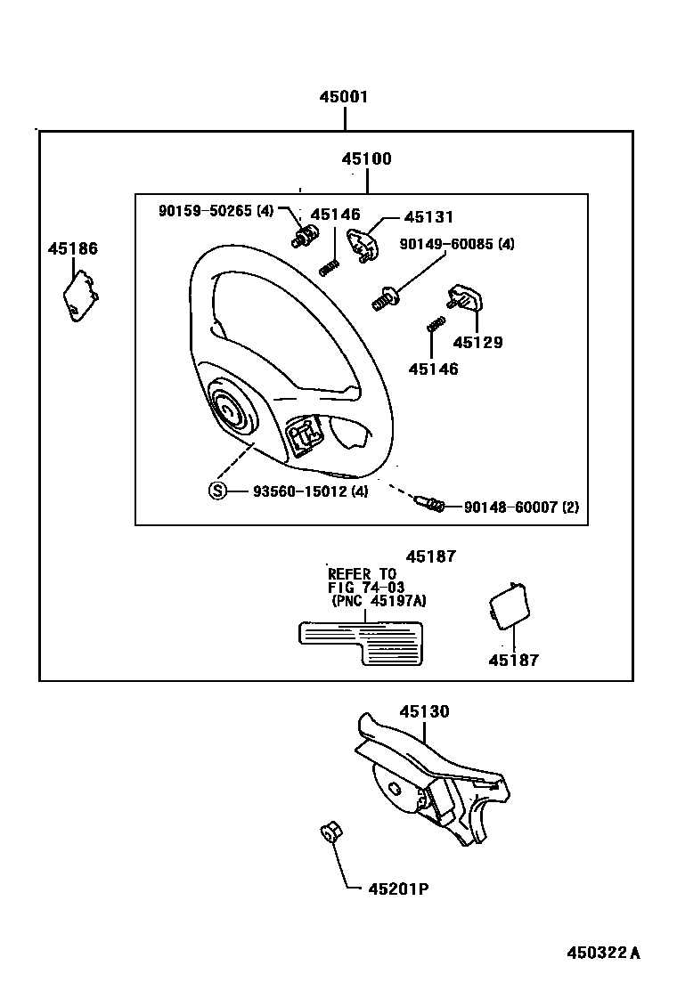 Toyota COROLLA Steering Wheel EPC diagram — 450322A