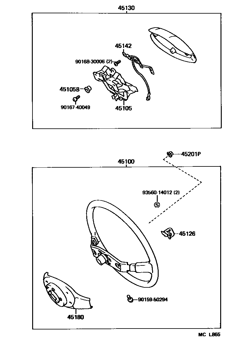 Toyota COROLLA Steering Wheel EPC diagram — MCL865