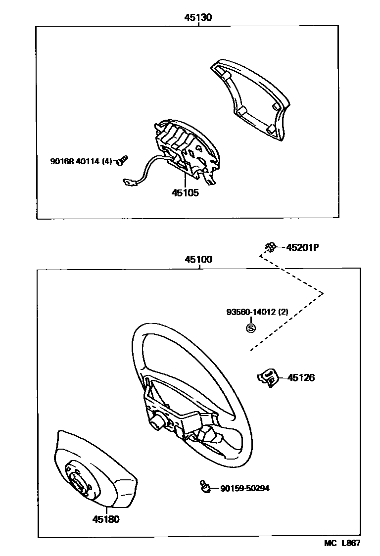 Toyota COROLLA Steering Wheel EPC diagram — MCL867