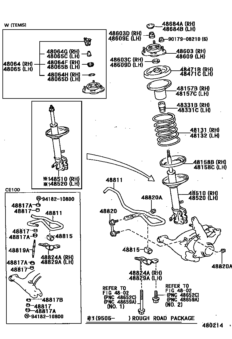 Toyota COROLLA Front Spring & Shock Absorber EPC diagram — 480214