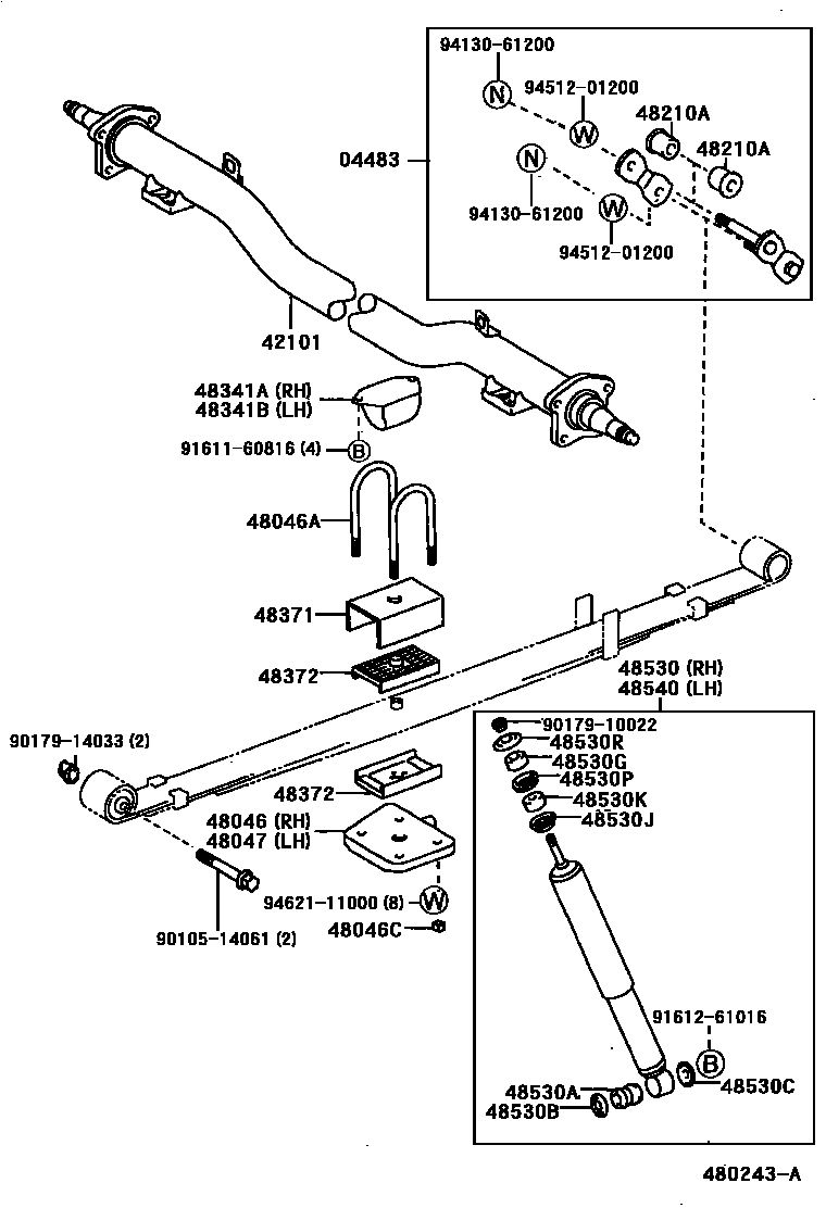 Toyota COROLLA Rear Spring & Shock Absorber EPC diagram — 480243A