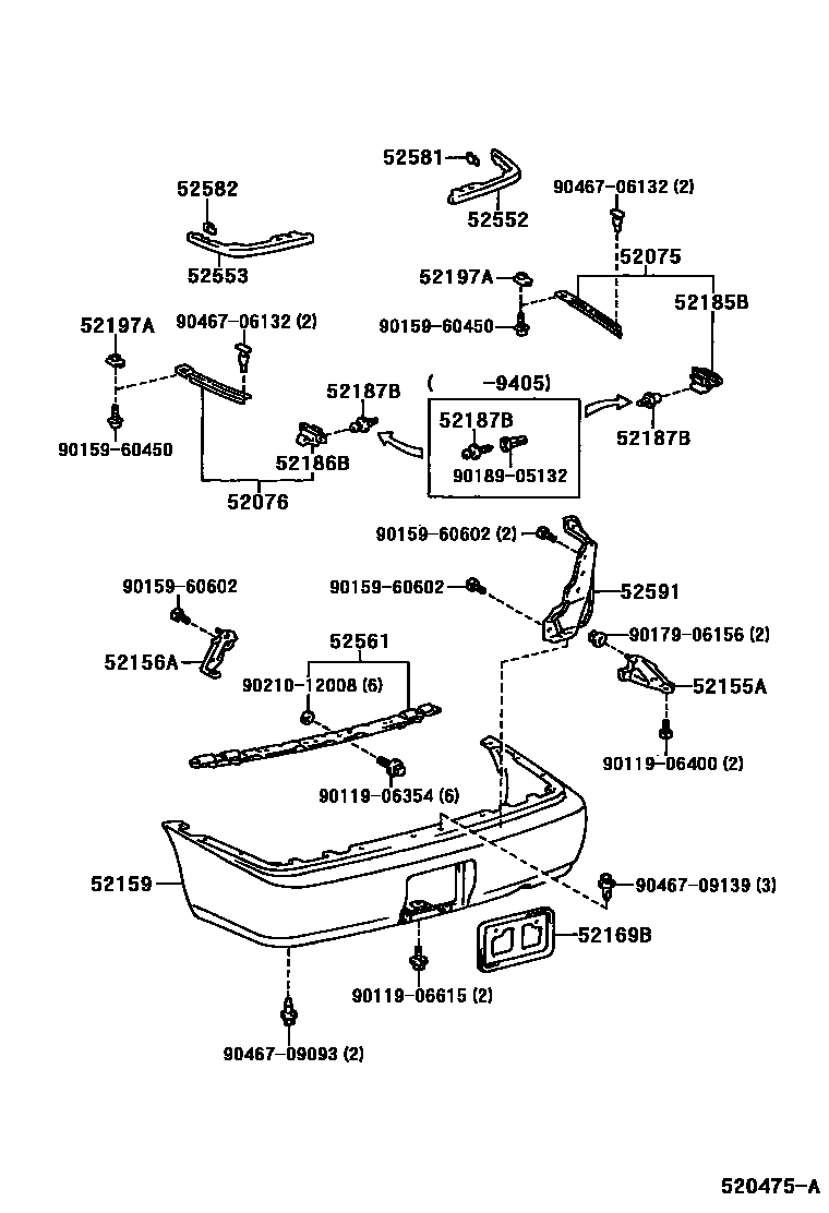 Toyota COROLLA 后保险杠及附件 EPC diagram — 520475A