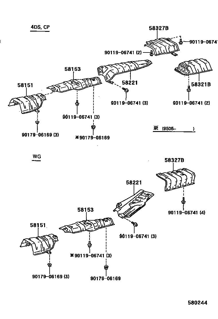 Toyota COROLLA 地板隔热垫 EPC diagram — 580244